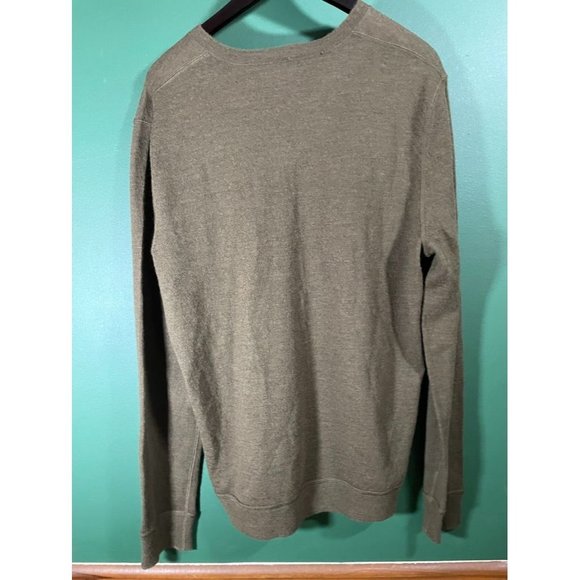 Banana Republic - Brown Knit/White Stripe V-Neck Long Sleeve Sweater - Size L - Picture 5 of 5